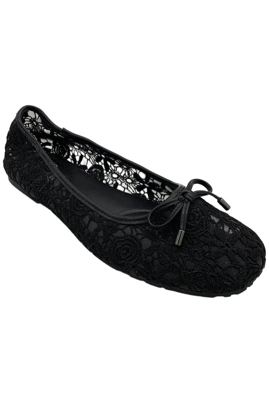 Kenneth Cole Reaction Women's Elstree Ballet Flat Black Lace - Medium